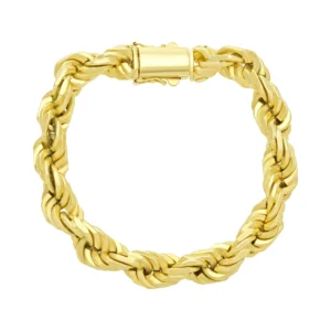 9ct Yellow Gold Rope Bracelet 9″ 10.5mm