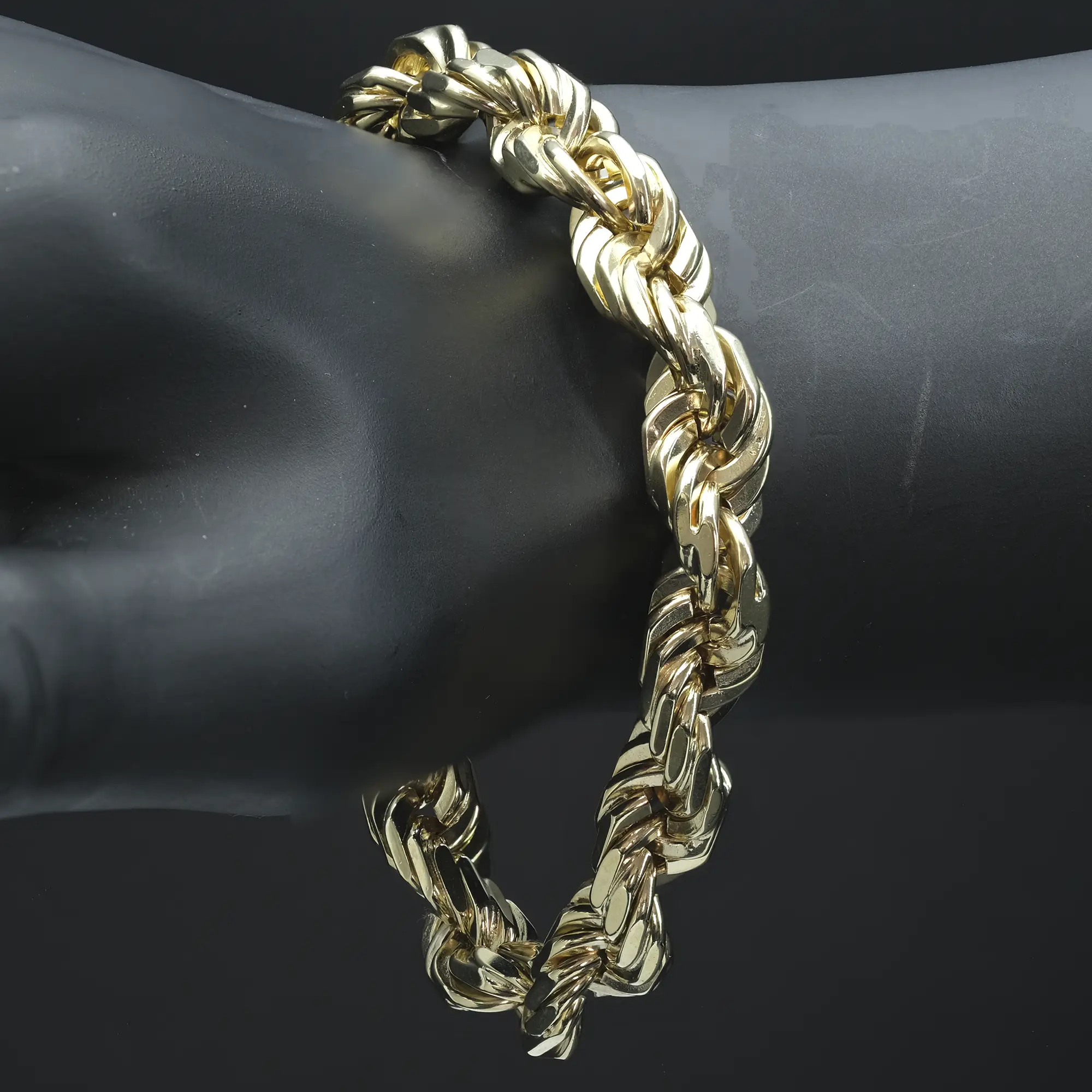 9ct Yellow Gold Rope Bracelet 9" 10.5mm - Image 3