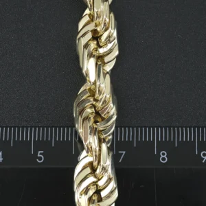9ct Yellow Gold Rope Bracelet 9″ 10.5mm