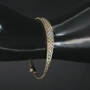 9ct Tri-Colour Basket Weave Bracelet 8″ 8.5mm
