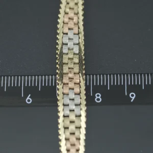 9ct Tri-Colour Basket Weave Bracelet 8″ 8.5mm