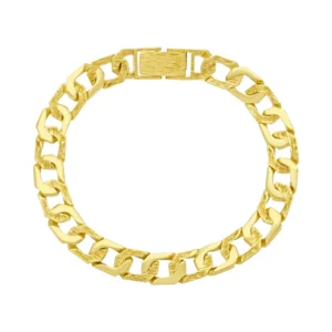 9ct Yellow Gold Patterned Curb Bracelet 9.5″ 10mm