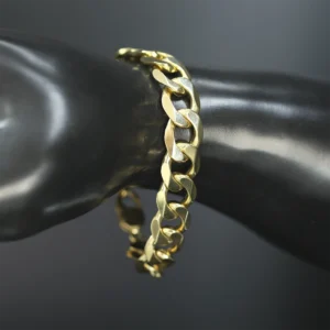 9ct Yellow Gold Curb Bracelet 9″ 14mm