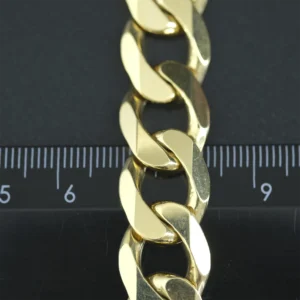 9ct Yellow Gold Curb Bracelet 9″ 14mm