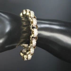 9ct Yellow Gold Gemstone Belcher Bracelet 9.5″ 14mm