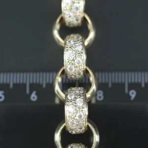 9ct Yellow Gold Gemstone Belcher Bracelet 9.5″ 14mm