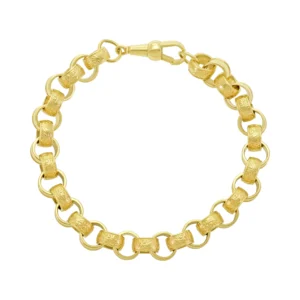 9ct Yellow Gold Patterned Belcher Bracelet 9″ 9.5mm