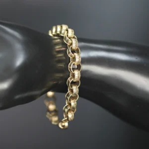 9ct Yellow Gold Patterned Belcher Bracelet 9″ 9.5mm