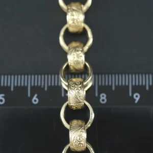 9ct Yellow Gold Patterned Belcher Bracelet 9″ 9.5mm
