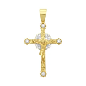 9ct Yellow Gold Gemstone Cross Pendant