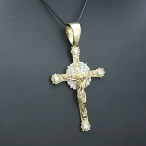9ct Yellow Gold Gemstone Cross Pendant