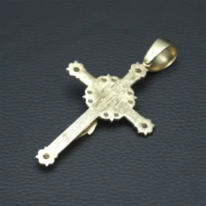 9ct Yellow Gold Gemstone Cross Pendant