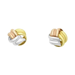 9ct Tri-Colour Knot Stud Earrings