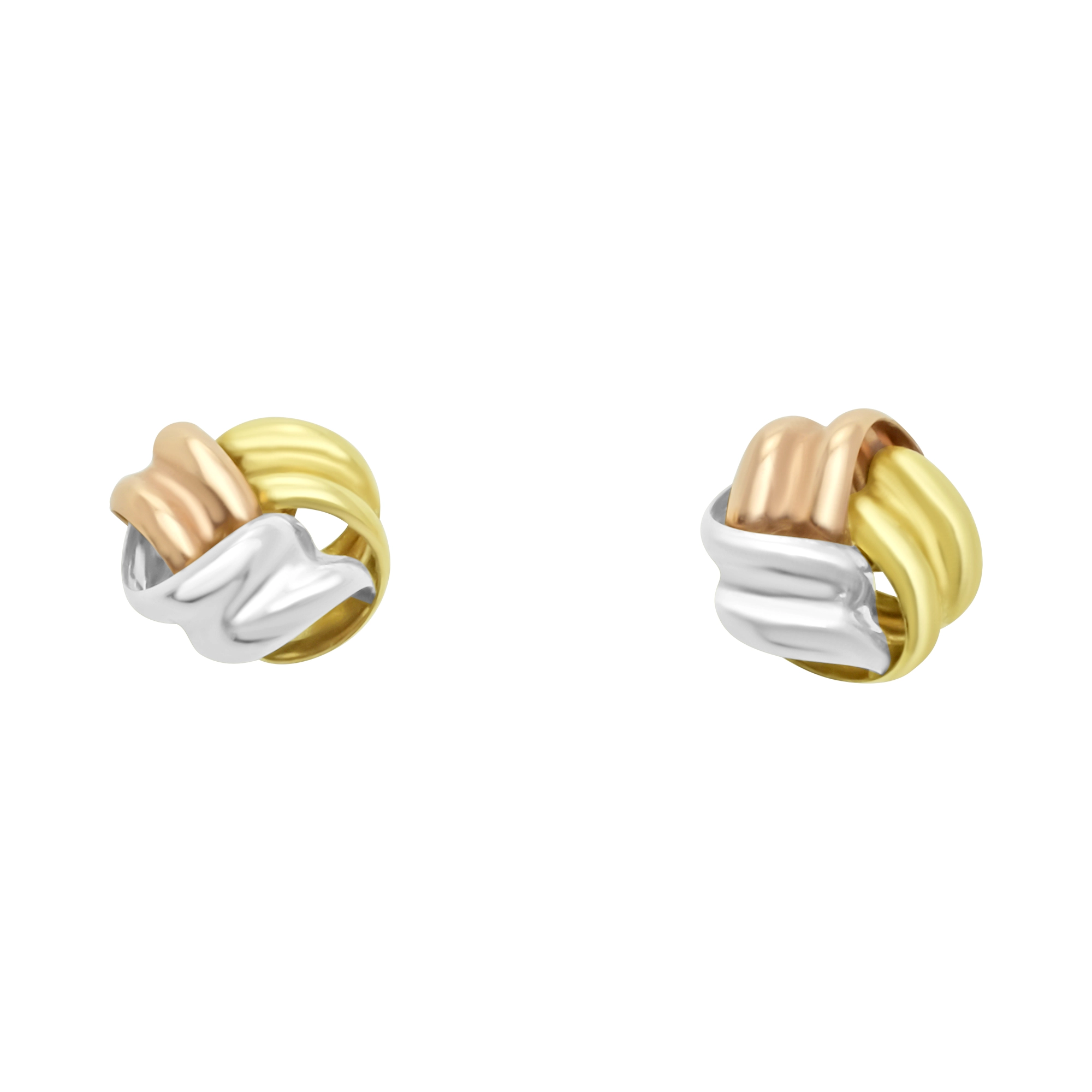 9ct Tri-Colour Knot Stud Earrings
