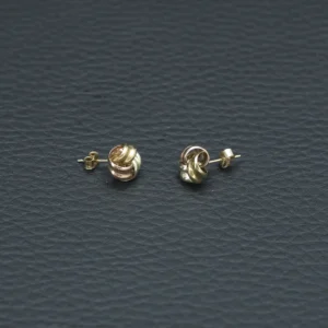 9ct Tri-Colour Knot Stud Earrings