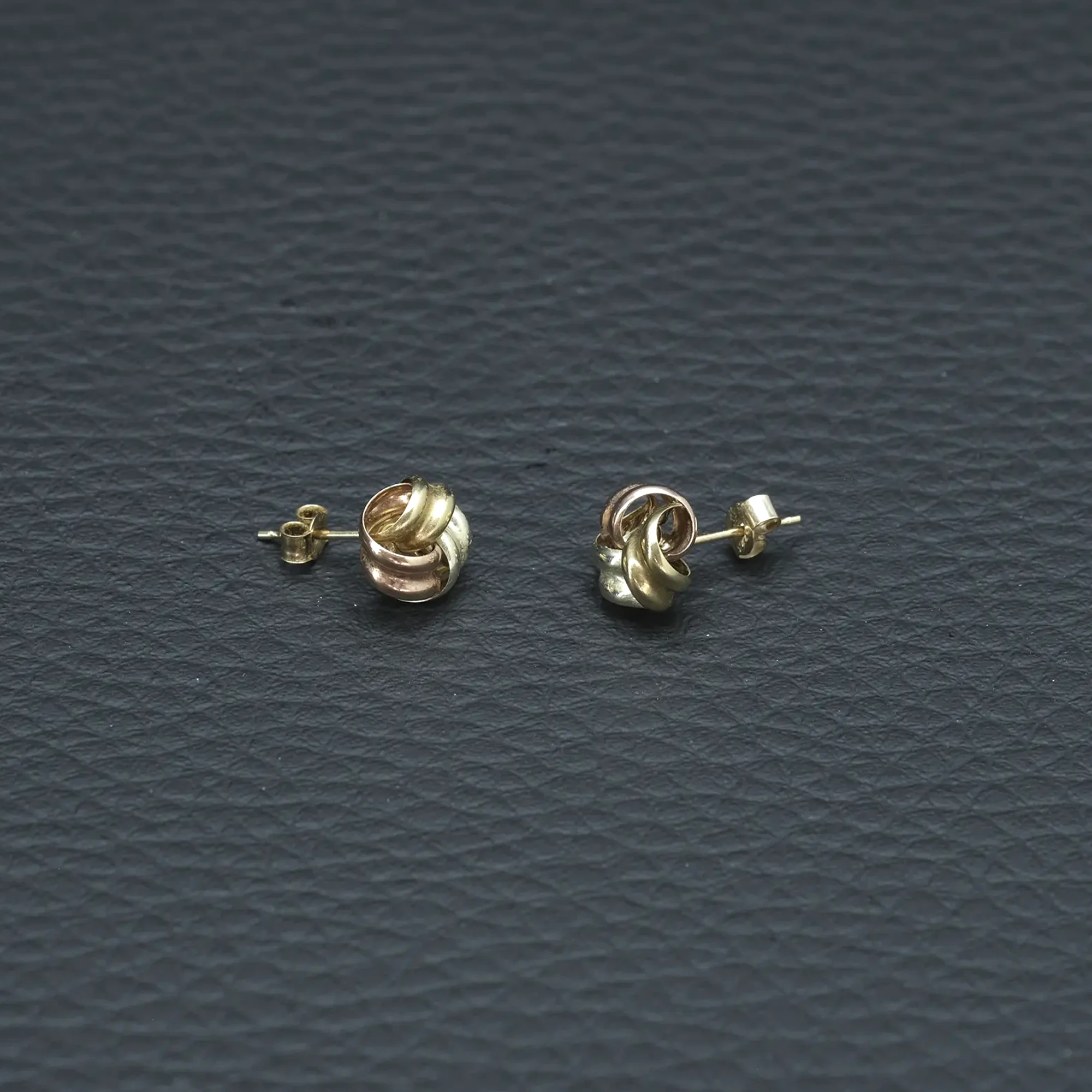 9ct Tri-Colour Knot Stud Earrings - Image 2