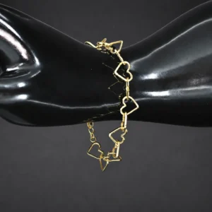 9ct Yellow Gold Heart Bracelet 7.5” 10mm