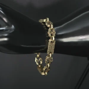 9ct Yellow Gold Stars And Bars Bracelet 8″ 10mm