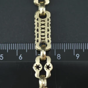 9ct Yellow Gold Stars And Bars Bracelet 8″ 10mm
