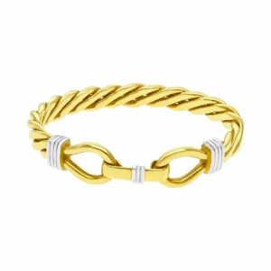 9ct Yellow Gold Twist Double Loop Bangle