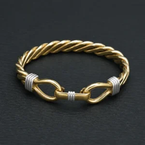 9ct Yellow Gold Twist Double Loop Bangle