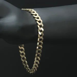 9ct Yellow Gold Curb Bracelet 9.5″ 8mm