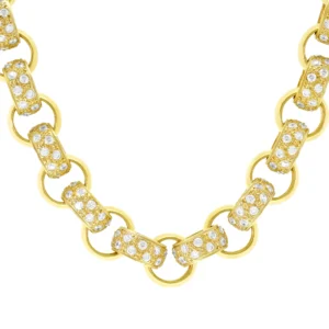 9ct Yellow Gold Gemstone Belcher Chain 23″ 14mm