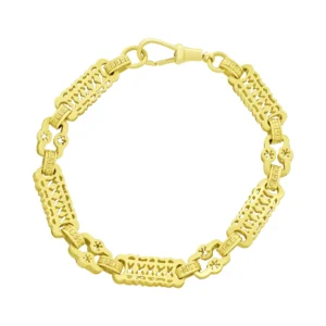 9ct Yellow Gold Stars And Bars Bracelet 8″ 9mm