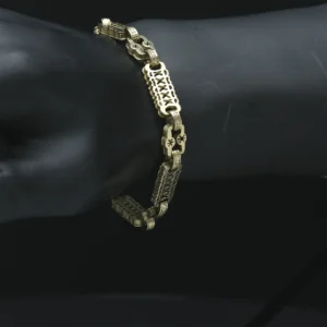 9ct Yellow Gold Stars And Bars Bracelet 8″ 9mm