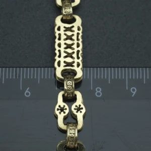 9ct Yellow Gold Stars And Bars Bracelet 8″ 9mm
