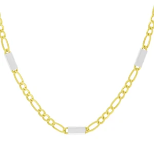14ct Yellow & White Gold Fancy Figaro Chain 23.5″ 5mm