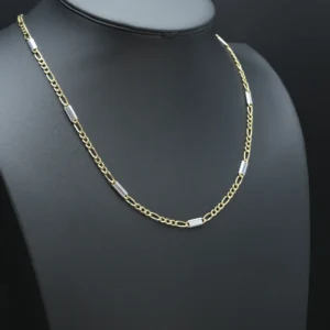 14ct Yellow & White Gold Fancy Figaro Chain 23.5″ 5mm