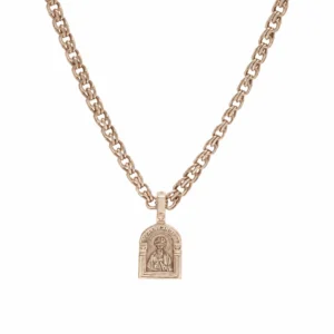 14ct Rose Gold Fancy Link Chain & Angel Pendant 29″ 5mm