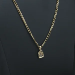 14ct Rose Gold Fancy Link Chain & Angel Pendant 29″ 5mm