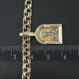 14ct Rose Gold Fancy Link Chain & Angel Pendant 29″ 5mm