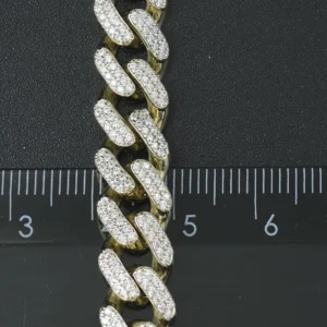 14ct Yellow Gold Gemstone Cuban Bracelet 7.5″ 9.5mm