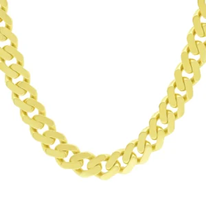 14ct Yellow Gold Gemstone Cuban Chain 16″ 11mm