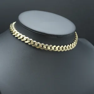 14ct Yellow Gold Gemstone Cuban Chain 16″ 11mm