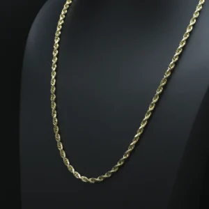 9ct Yellow Gold Diamond Cut Rope Chain 28.5″ 5mm