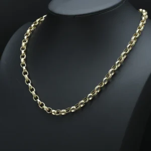 9ct Yellow Gold Belcher Chain 24″ 9mm