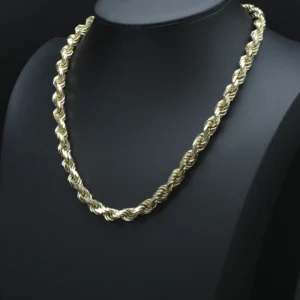 9ct Yellow Gold Rope Chain 24.5″ 9mm