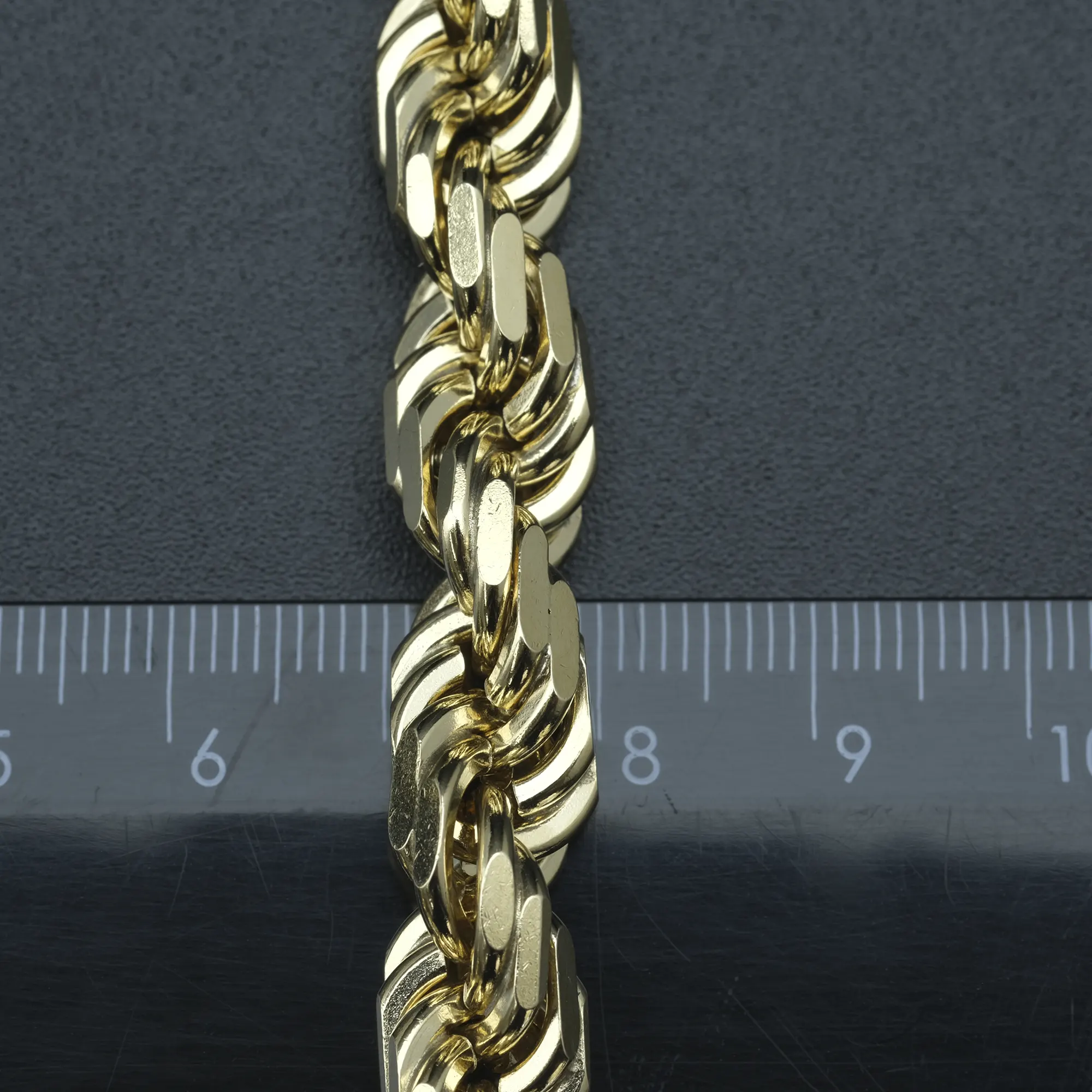 9ct Yellow Gold Rope Chain 24.5" 9mm - Image 2