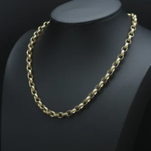 9ct Yellow Gold Belcher Chain 24″ 9mm