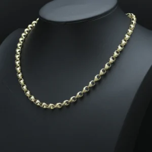 9ct Yellow Gold Patterned Acorn Chain 22.5″ 7.5mm