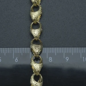 9ct Yellow Gold Patterned Acorn Chain 22.5″ 7.5mm