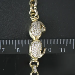9ct Yellow Gold Gemstone Boxing Gloves Belcher Bracelet 7″ 12mm