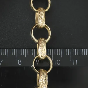9ct Yellow Gold Patterned Belcher Bracelet 8.5″ 12mm