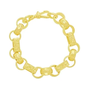 9ct Yellow Gold Gypsy Link Bracelet 8.5″ 13.5mm