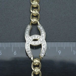 9ct Yellow Gold Gemstone CC Belcher Bracelet 5″ 14mm