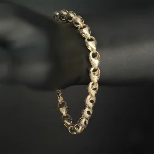 9ct Yellow Gold Acorn Bracelet 9.5″ 7.5mm